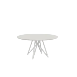 Studio HENK tafel Butterfly Rond Quadpod - wit frame, HPL Fenix bianco kos ⌀150 | HPL Fenix Bianco Kos | Rechte Rand | Frame Zwart