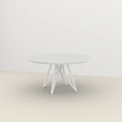 Studio HENK tafel Butterfly Rond Quadpod - wit frame, HPL Fenix bianco kos ⌀150 | HPL Fenix Bianco Kos | Rechte Rand | Frame Zwart