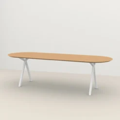 Studio HENK tafel Slim X-type Plat ovaal - wit frame, hardwa