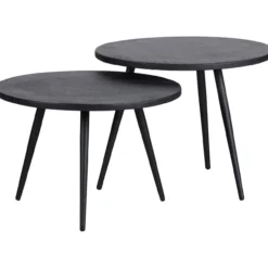 Suze bijzettafels hout/metaal zwart - set van 2
