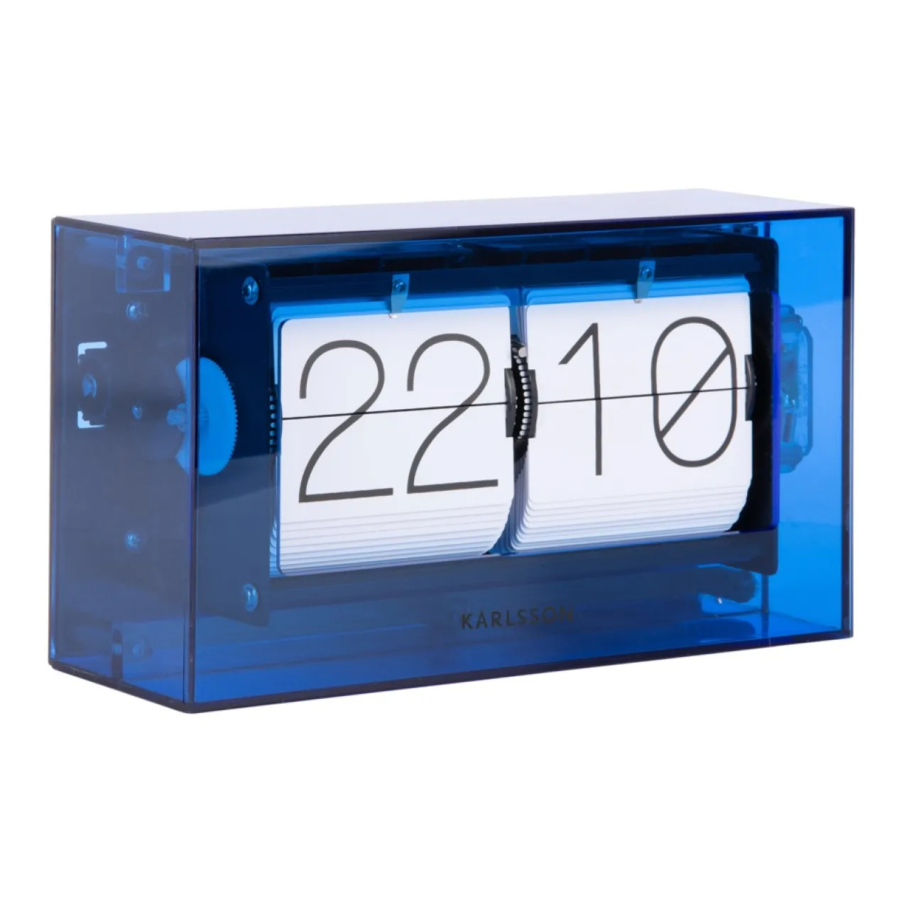 Table clock Boxed Flip acrylic dark blue