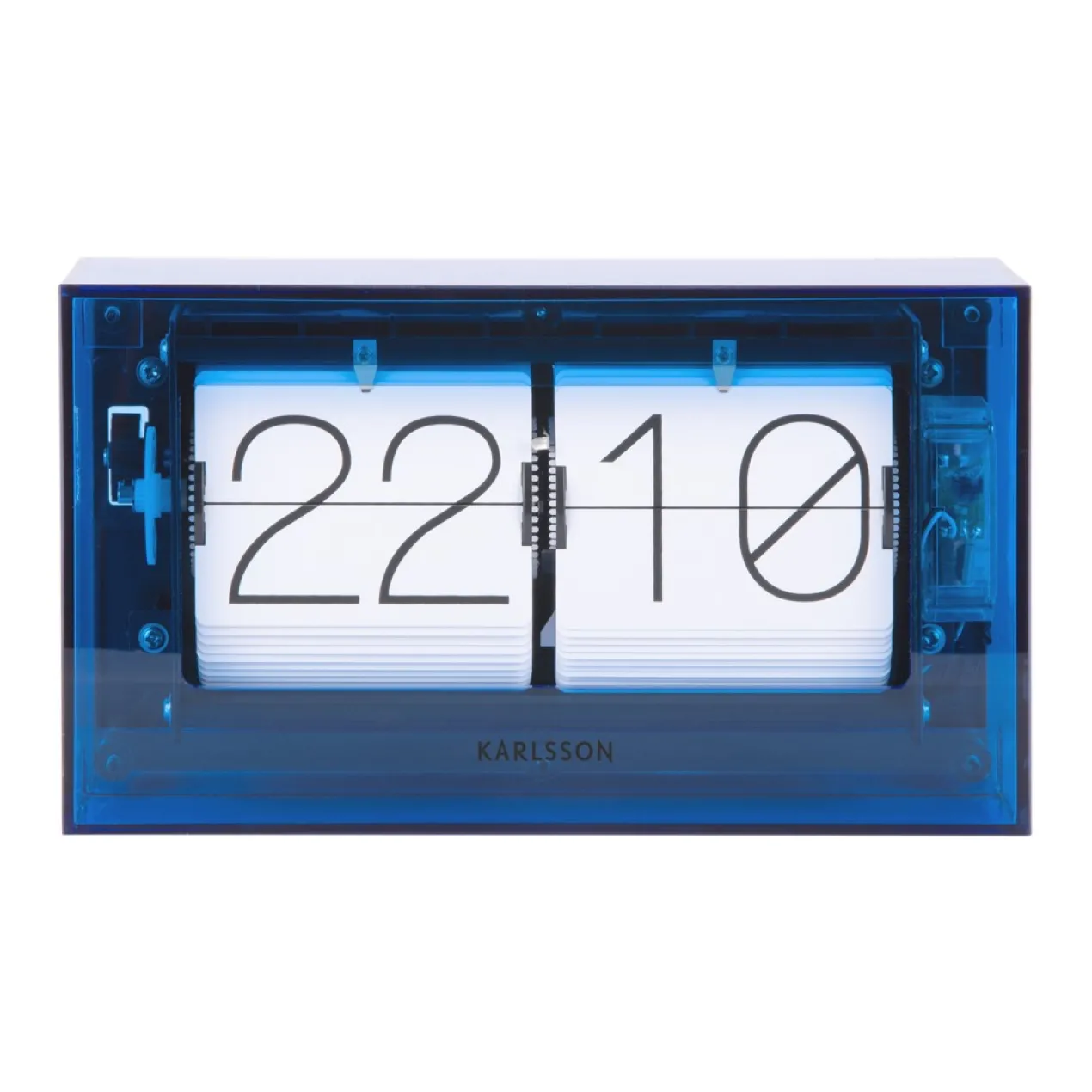 Table clock Boxed Flip acrylic dark blue