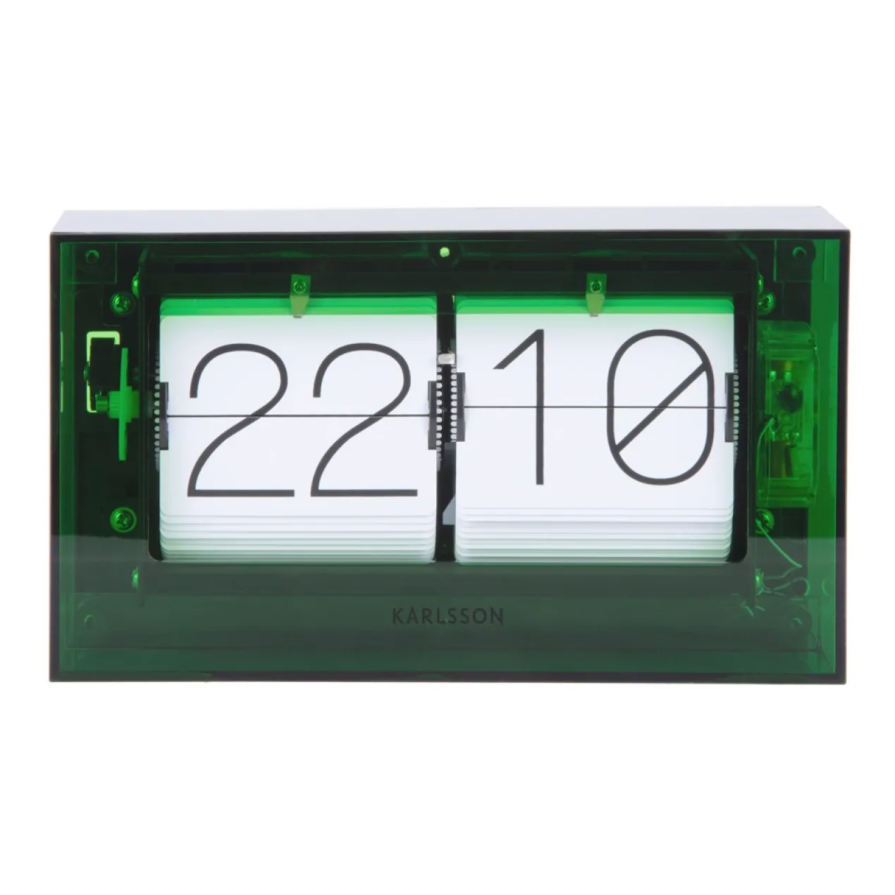 Table clock Boxed Flip acrylic green