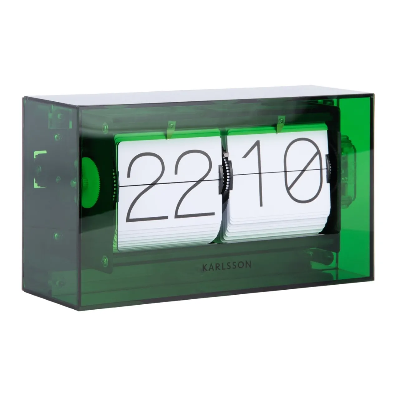 Table clock Boxed Flip acrylic green
