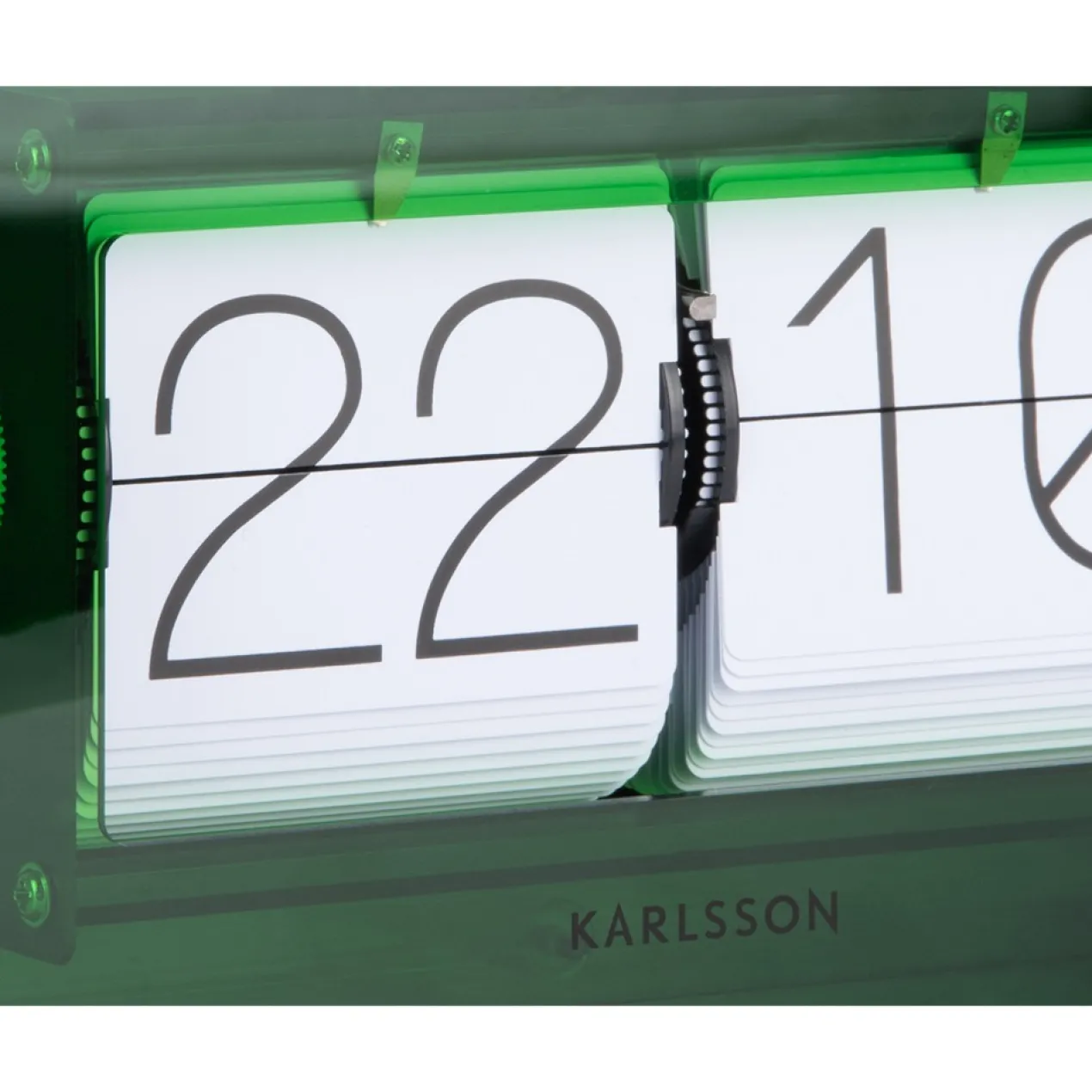 Table clock Boxed Flip acrylic green