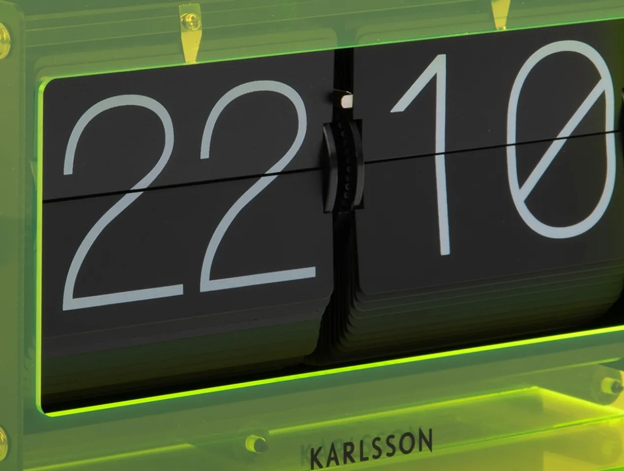 Table clock Boxed Flip acrylic neon yellow
