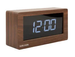 Table clock Boxed LED dark wood veneer