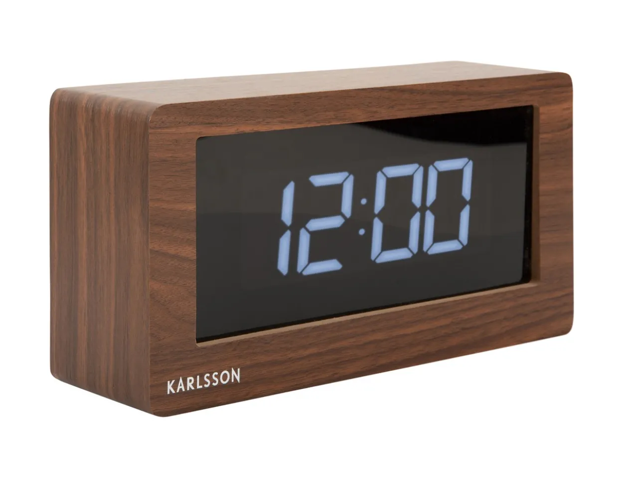Table clock Boxed LED dark wood veneer
