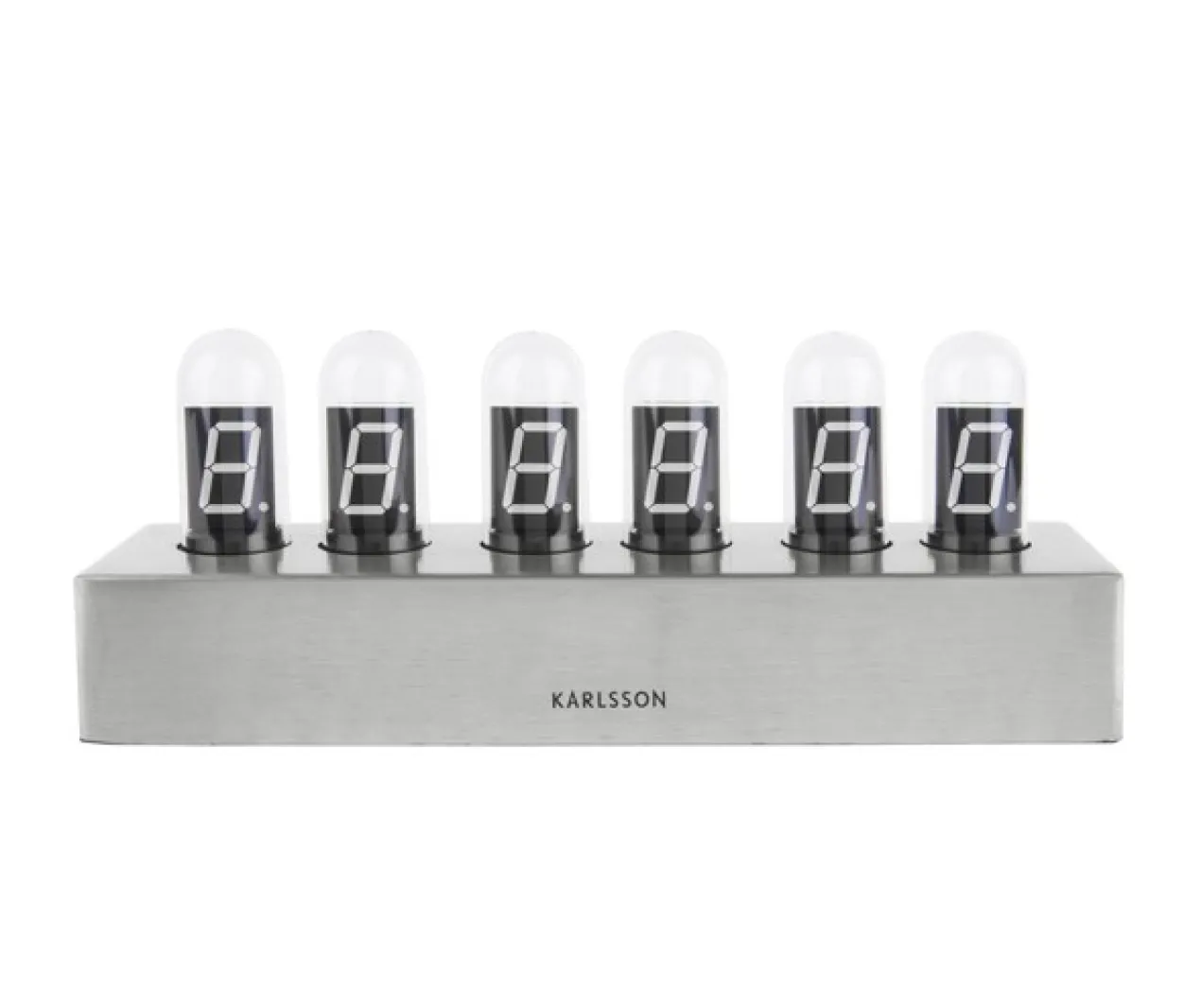 Table clock Cathode brushed steel base, White LED