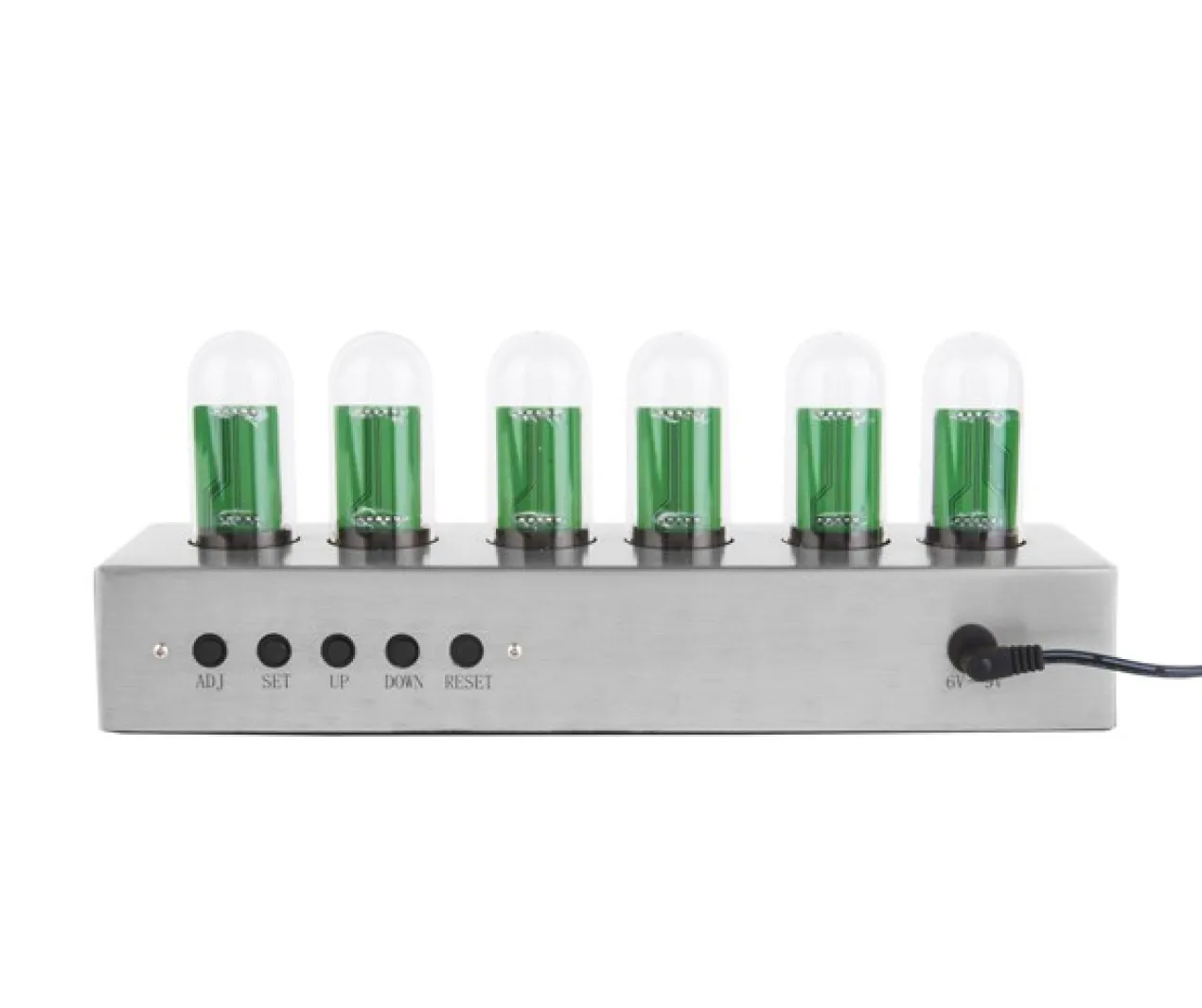 Table clock Cathode brushed steel base, White LED