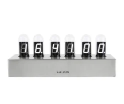 Table clock Cathode brushed steel base, White LED