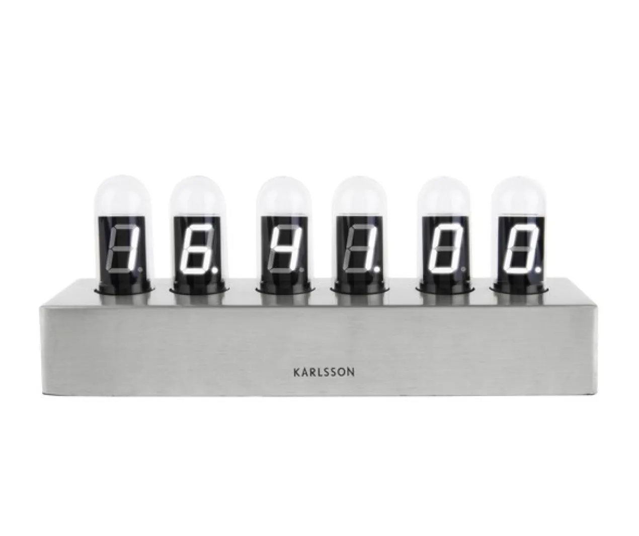Table clock Cathode brushed steel base, White LED