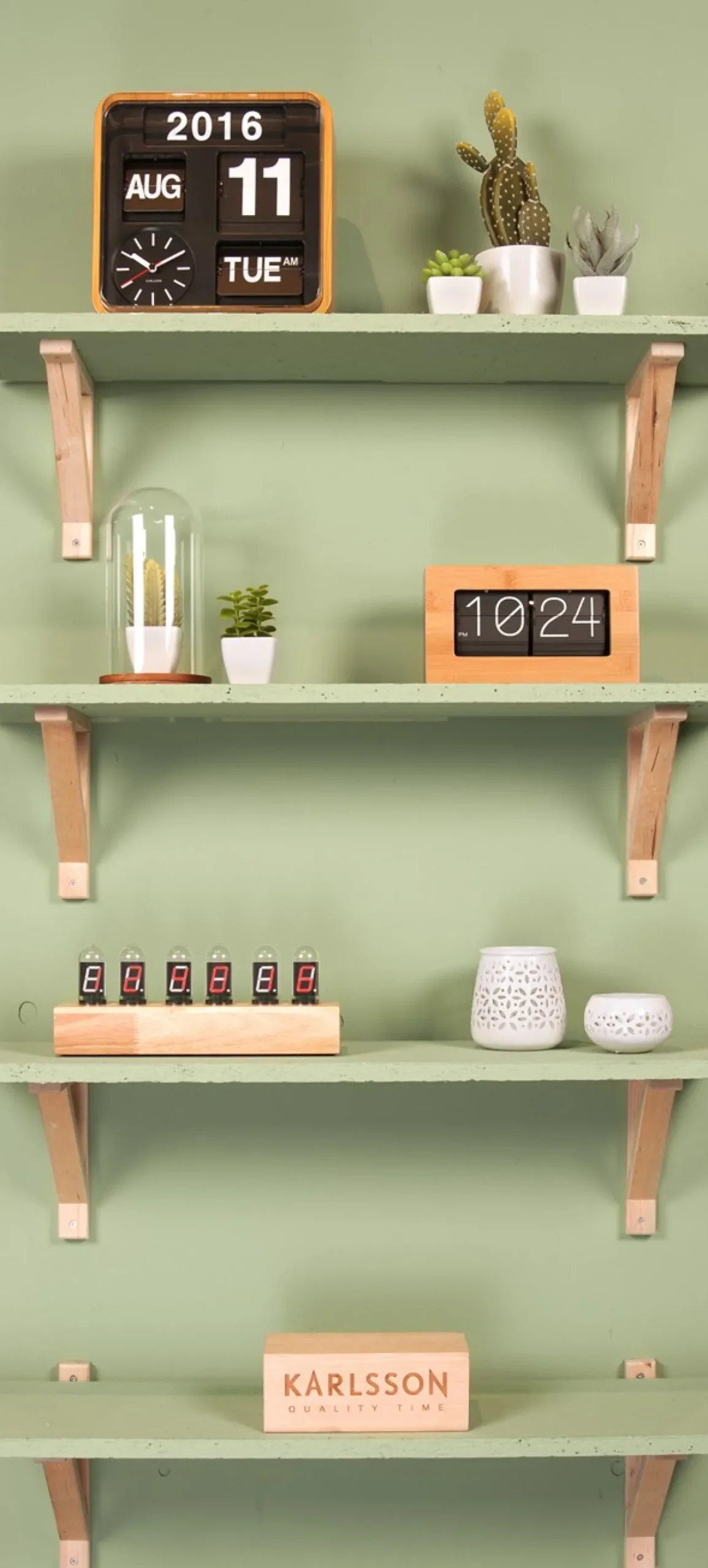 Table clock Cathode oak wood base