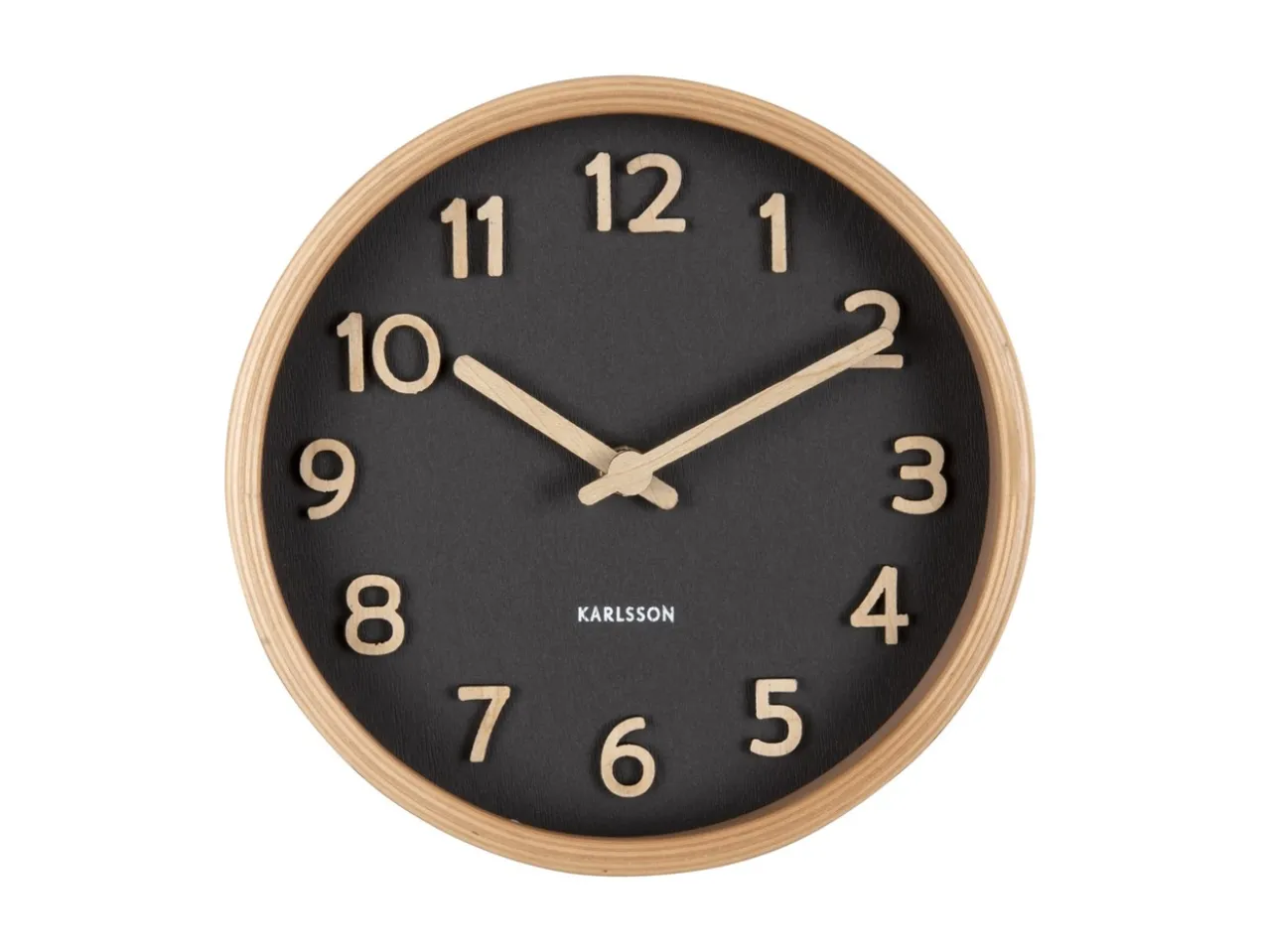 Table clock Pure wood grain black