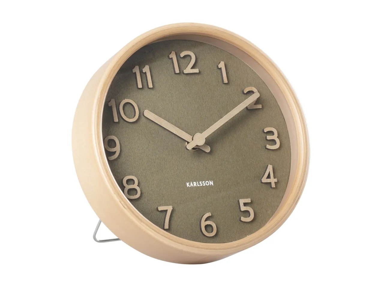 Table clock Pure wood grain moss green