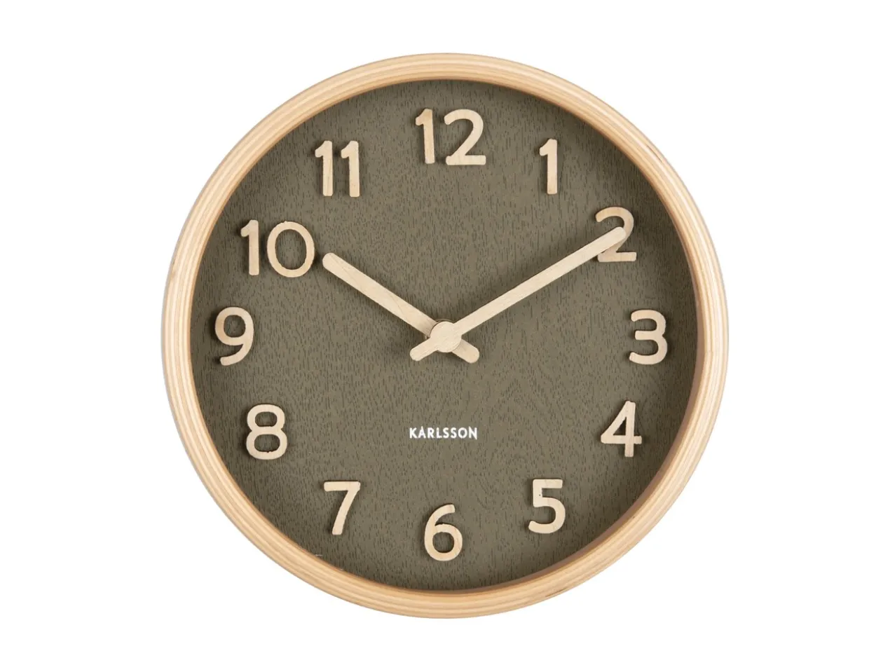 Table clock Pure wood grain moss green