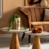 Table Force marble himalayan green, black mango wood base