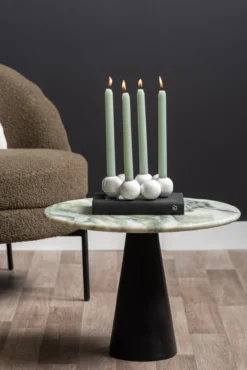 Table Force wide marble himalayan green, black mango wood base