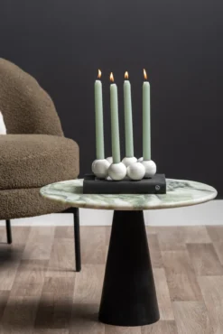 Table Force wide marble himalayan green, black mango wood base