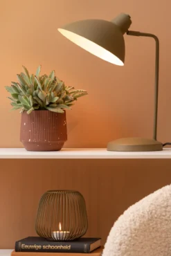 Table lamp Casque iron moss green