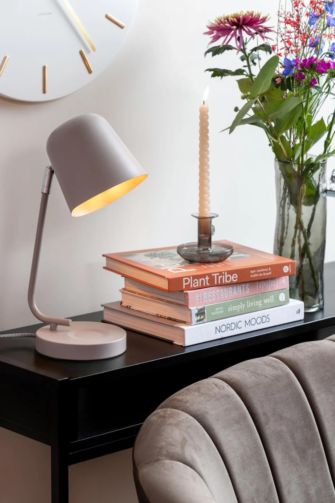 Table lamp Encantar matt warm grey