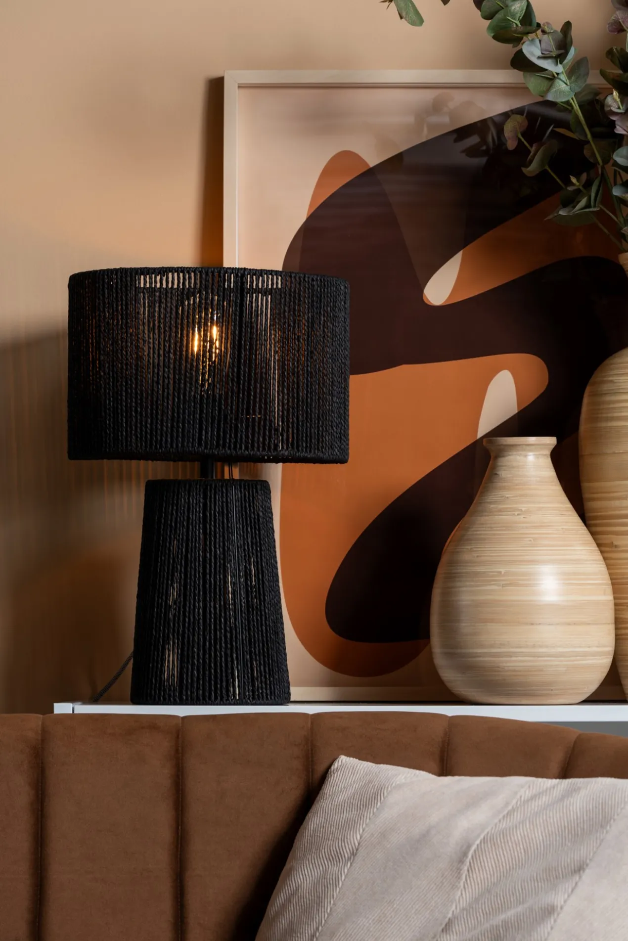 Table lamp Forma pin paper rope black