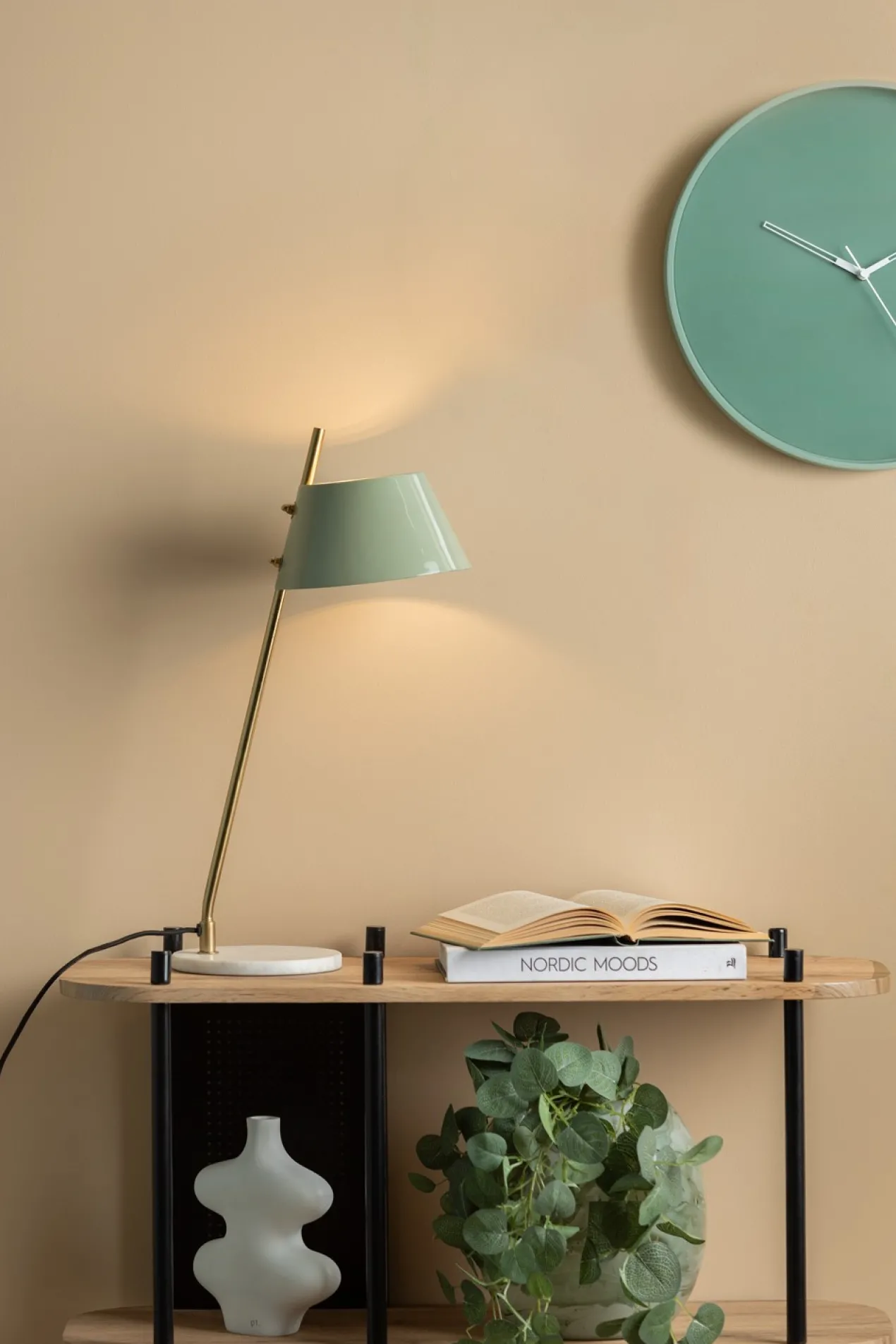 Table lamp Savvy enamel grayed jade