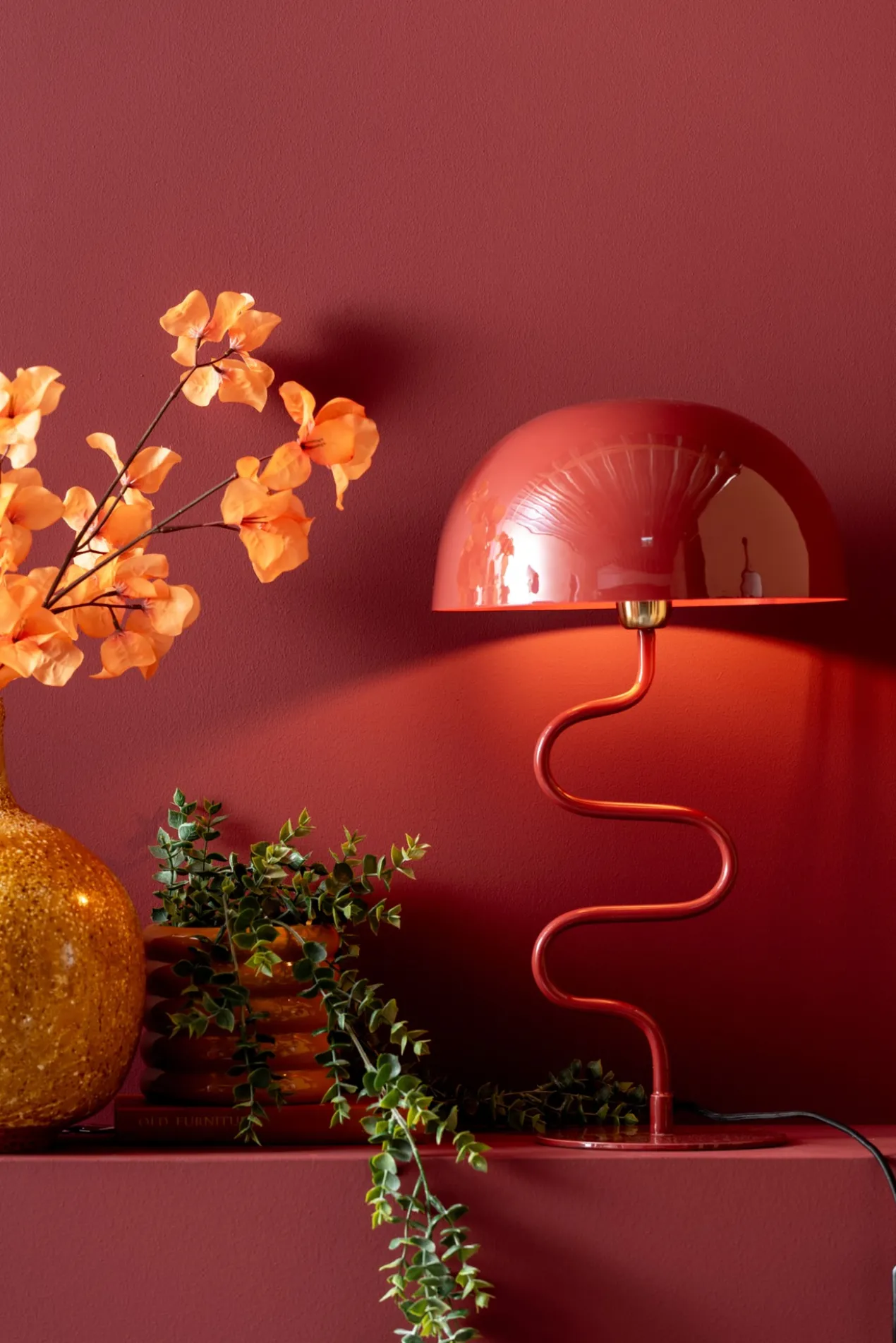 Table lamp Twist enamel red ochre