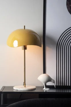 Table lamp Waved Dome enamel honey yellow