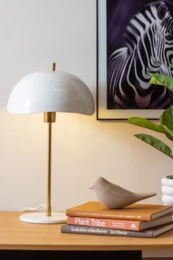 Table lamp Waved Dome enamel white