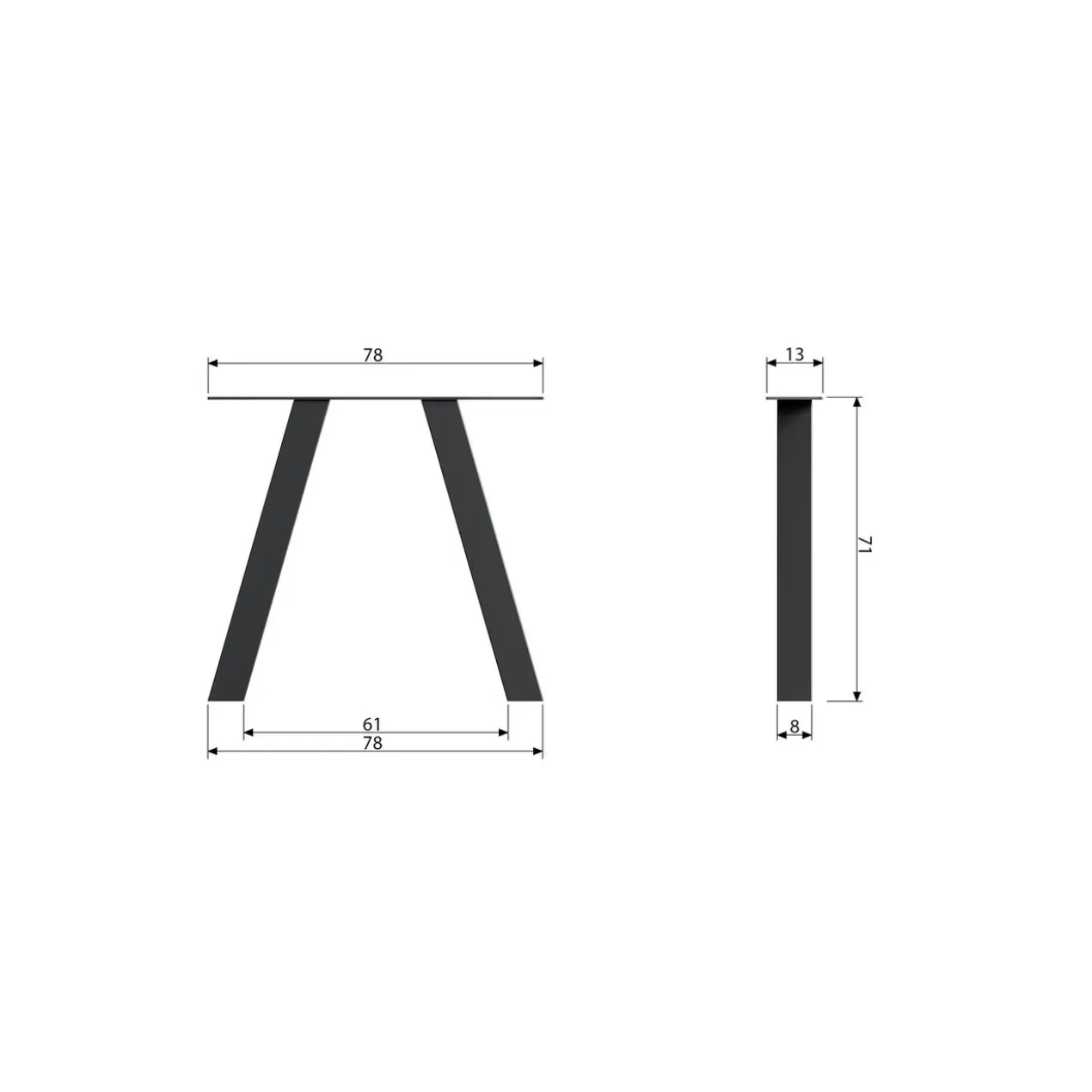 Tablo tuin a-vorm poot metaal - set van 2