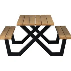 Tablo tuin picknicktafel ayous zwart x-poot metaal [fsc]