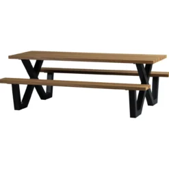 Tablo tuin picknicktafel ayous zwart x-poot metaal [fsc]