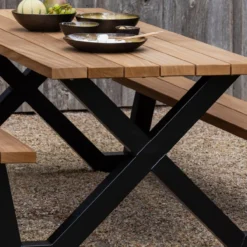 Tablo tuin picknicktafel ayous zwart x-poot metaal [fsc]