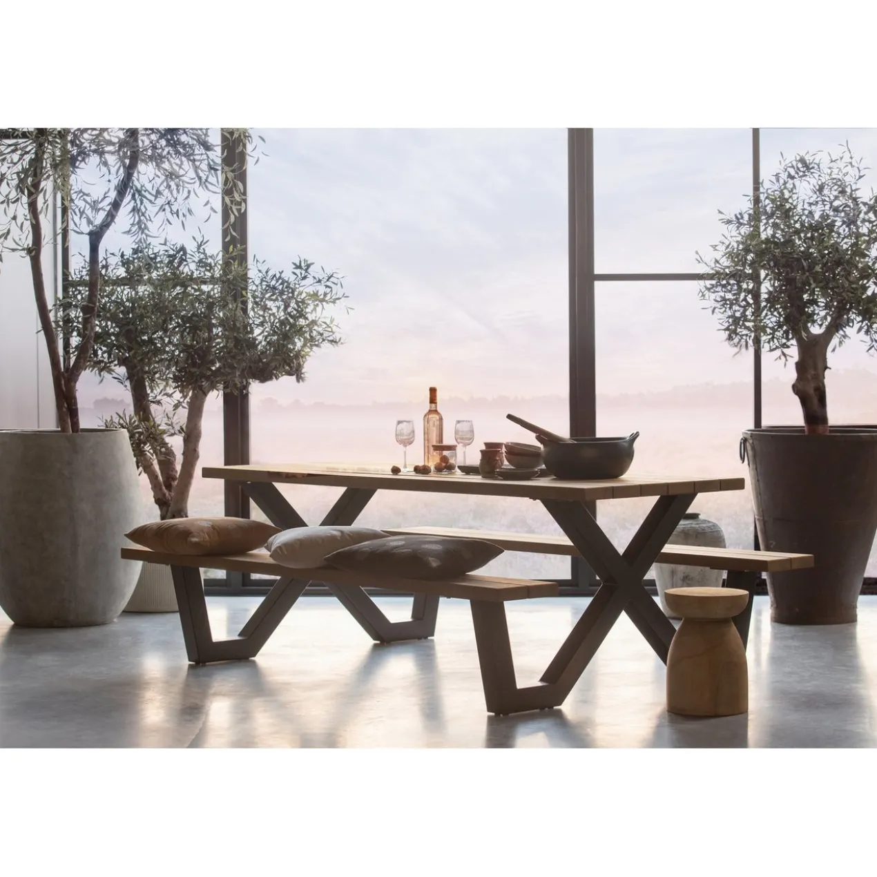 Tablo tuin x-vorm poot picknick metaal zwart - 1 stuks