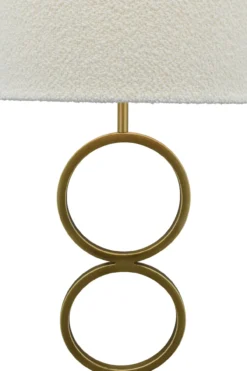 Tafellamp Capri large bronze + kap Cilinder 40x40x25cm Bouclé blanc ( witte binnenkant )