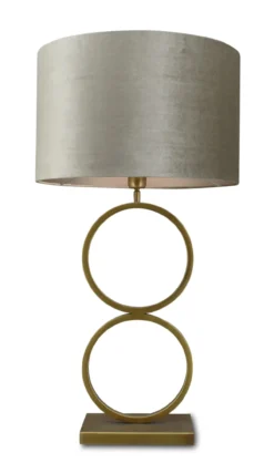 Tafellamp Capri small bronze + kap Cilinder 45x45x28cm Fendi velours taupe ( taupe binnenkant )