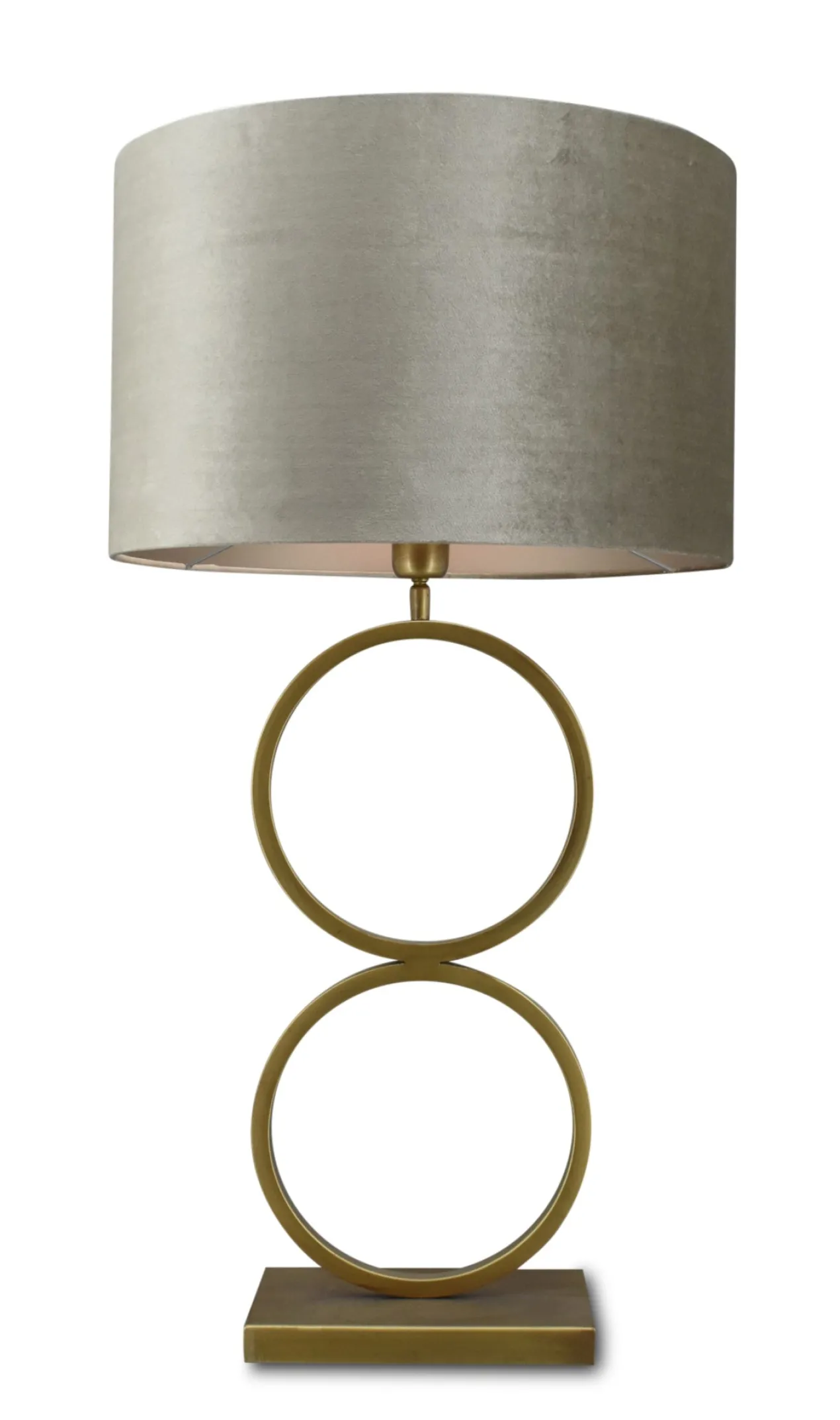 Tafellamp Capri small bronze + kap Cilinder 45x45x28cm Fendi velours taupe ( taupe binnenkant )