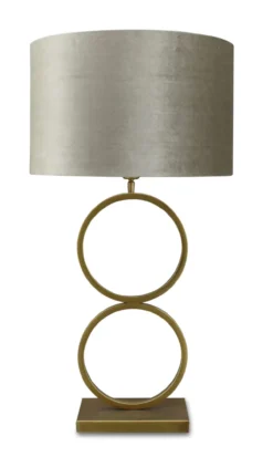Tafellamp Capri small bronze + kap Cilinder 45x45x28cm Fendi velours taupe ( taupe binnenkant )