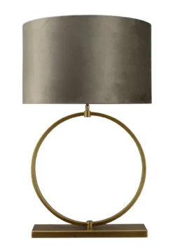 Tafellamp Devon large bronze + kap Cilinder 50x50x30cm Fendi velours earth ( gouden binnenkant )