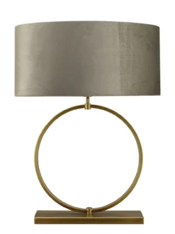 Tafellamp Devon large bronze + kap Ovaal 60x33x28cm Fendi velours earth ( gouden binnenkant )