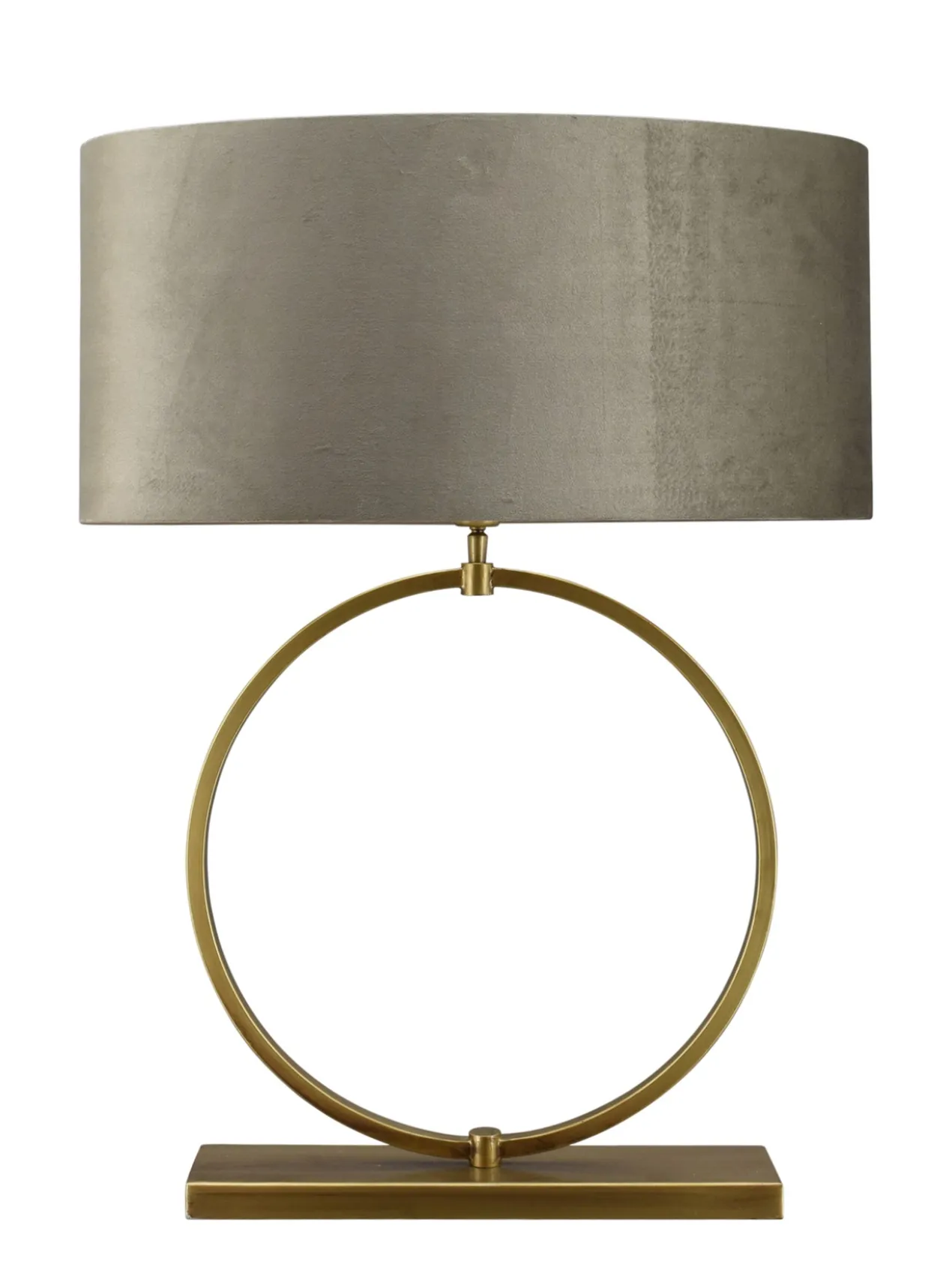 Tafellamp Devon large bronze + kap Ovaal 60x33x28cm Fendi velours earth ( gouden binnenkant )