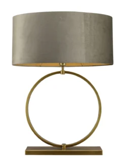 Tafellamp Devon large bronze + kap Ovaal 60x33x28cm Fendi velours earth ( gouden binnenkant )