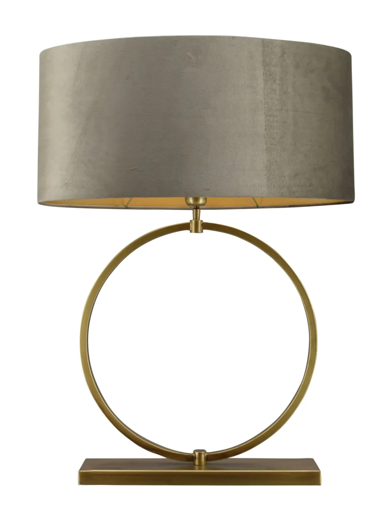 Tafellamp Devon large bronze + kap Ovaal 60x33x28cm Fendi velours earth ( gouden binnenkant )