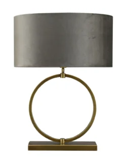 Tafellamp Devon medium bronze + kap Ovaal 45x30x25cm Fendi velours earth ( gouden binnenkant )