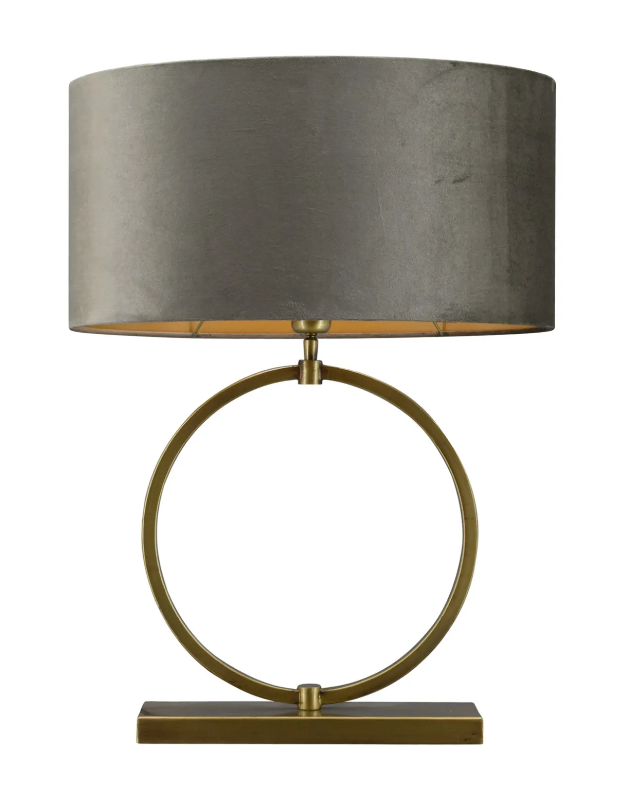 Tafellamp Devon medium bronze + kap Ovaal 45x30x25cm Fendi velours earth ( gouden binnenkant )