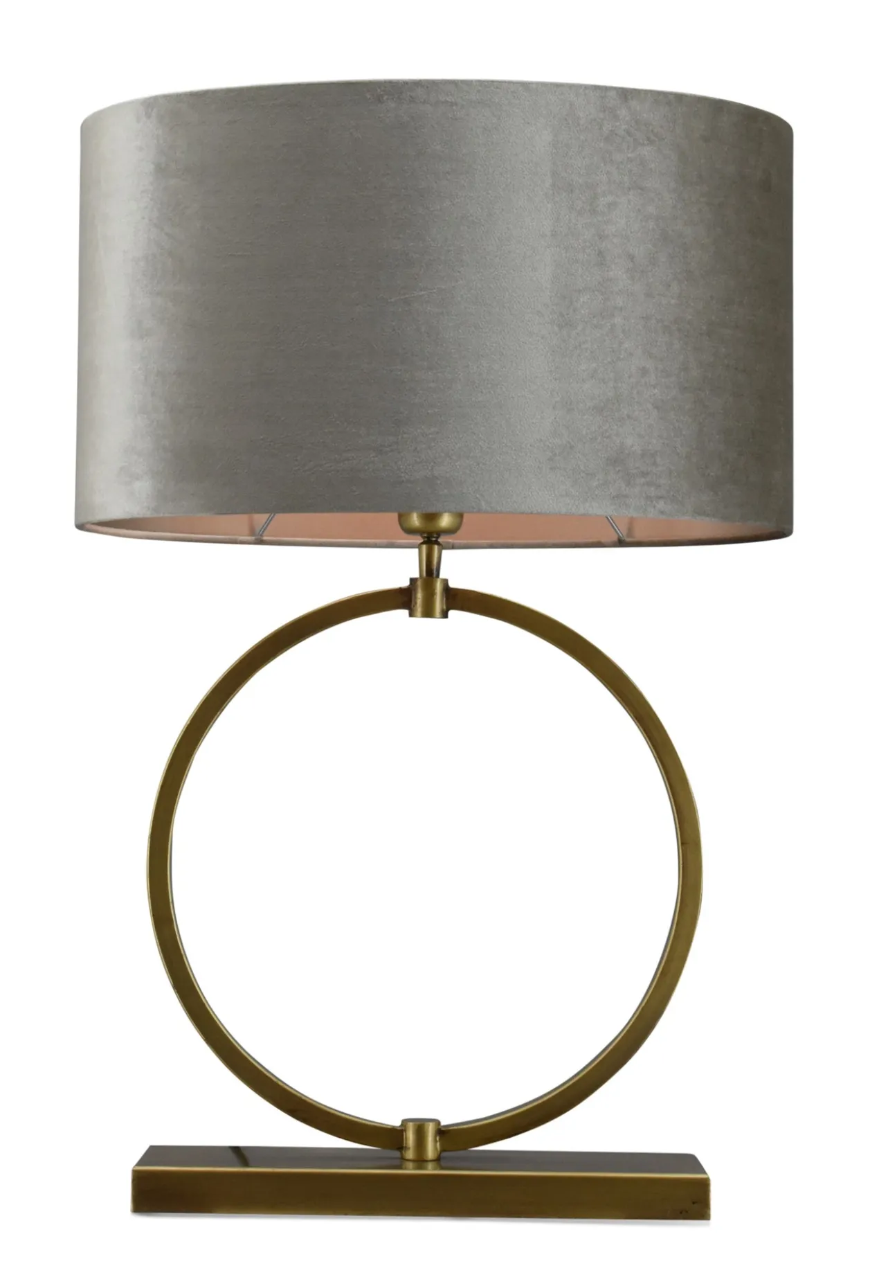 Tafellamp Devon medium bronze + kap Ovaal 45x30x25cm Fendi velours taupe ( taupe binnenkant )