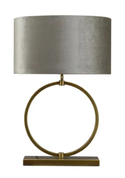 Tafellamp Devon medium bronze + kap Ovaal 45x30x25cm Fendi velours taupe ( taupe binnenkant )