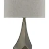 Tafellamp Faro bronze + kap 35x35x22cm Oslo linnen naturel