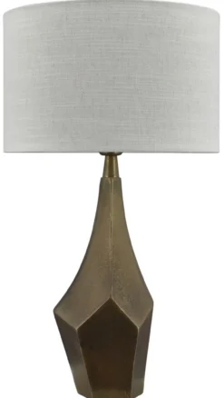 Tafellamp Faro bronze + kap 35x35x22cm Oslo linnen offwhite